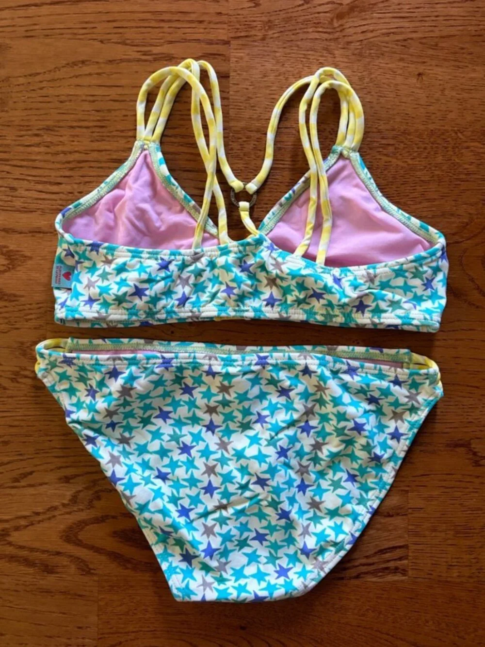 Agatha Ruiz De La Prada Bikini Swim Top Bottoms Yellow Aqua Blue Star Strappy 14